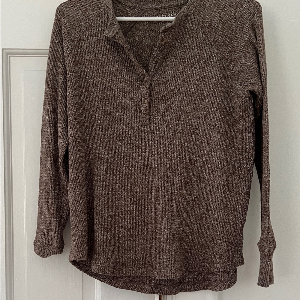 American Eagle Outfitters Brown Button Down Shirt